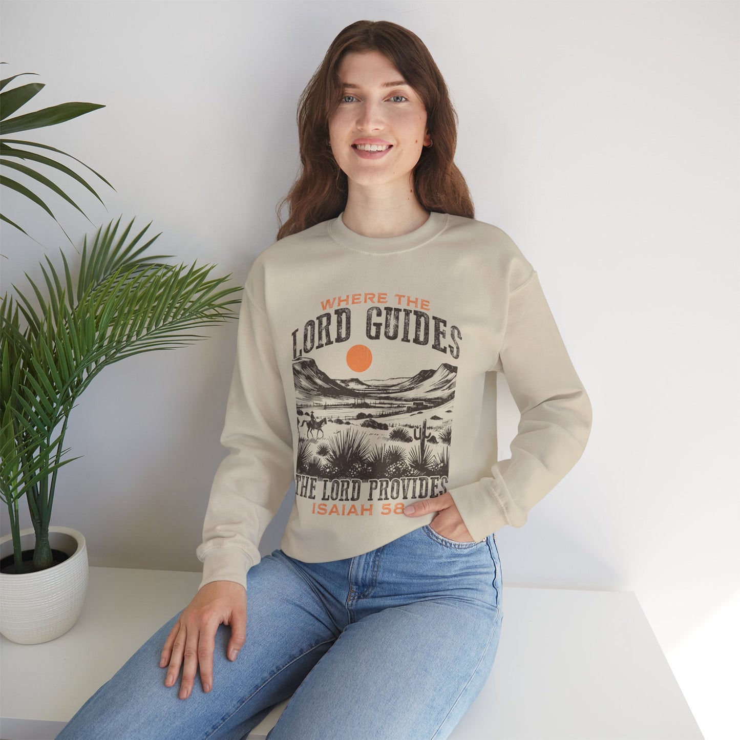 Where the Lord Guides Crewneck Sweatshirt - "Where the Lord Guides, the Lord Provides"