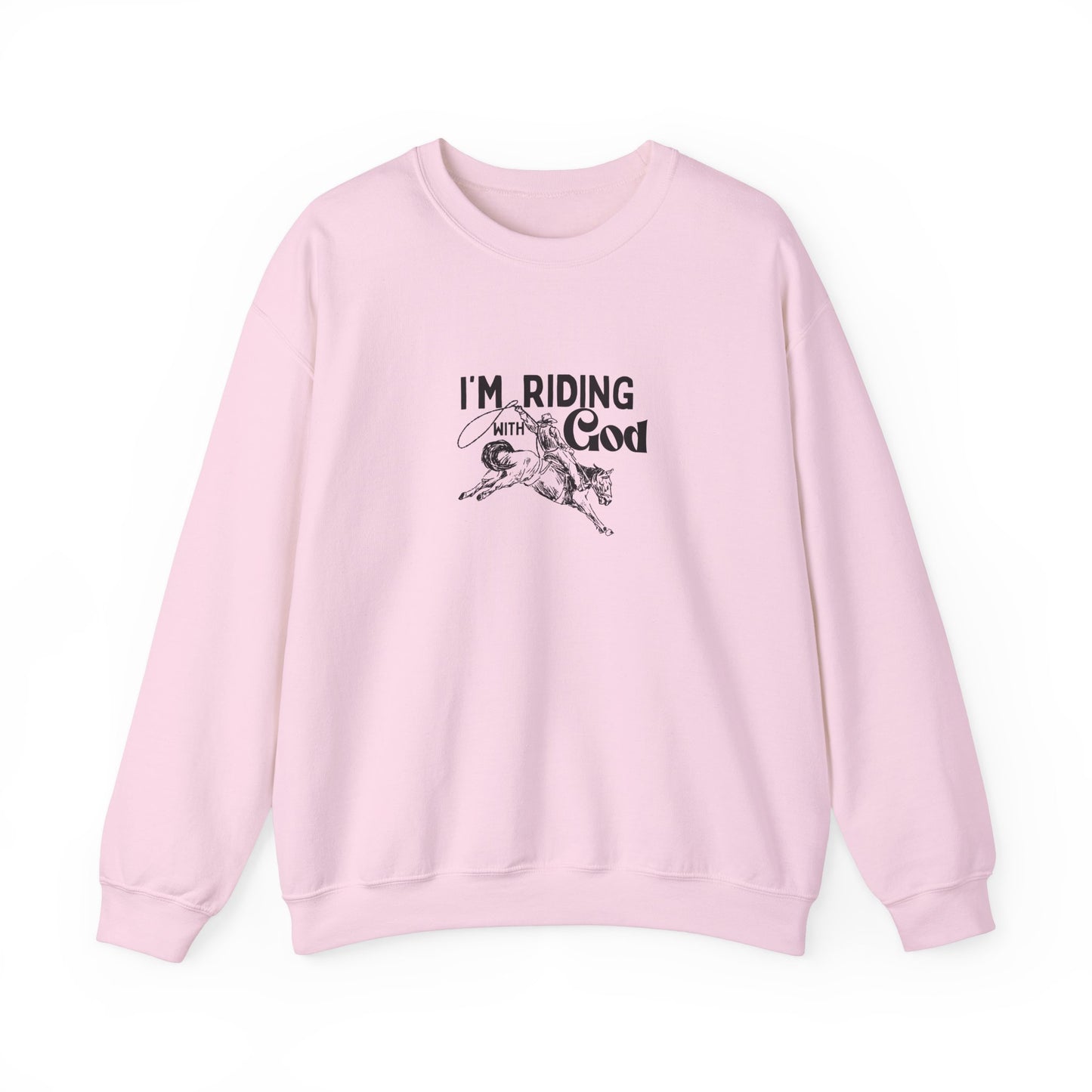 I'M RIDING WITH THE God Unisex Heavy Blend Crewneck Sweatshirt - Perfect for Faith and Comfort