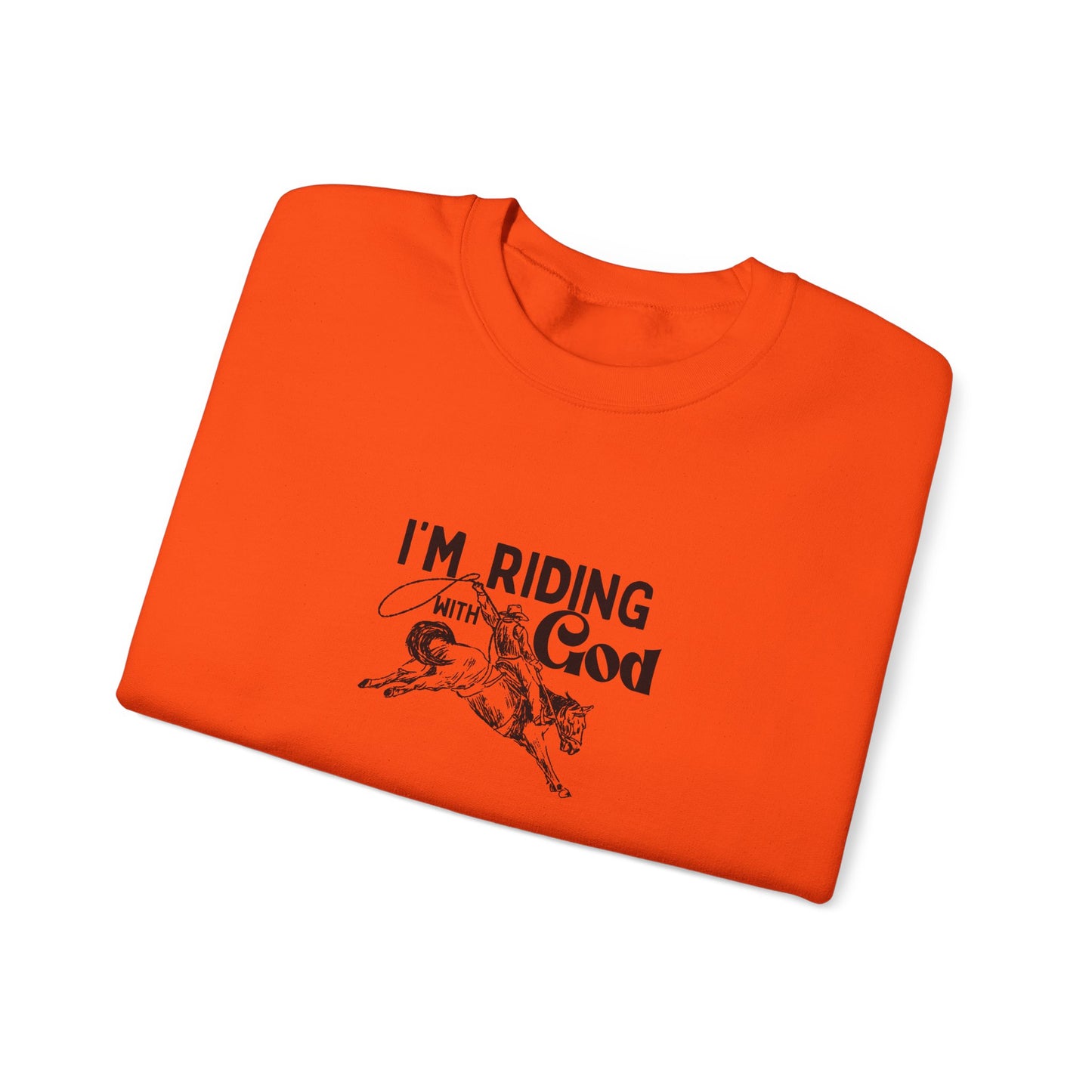 I'M RIDING WITH THE God Unisex Heavy Blend Crewneck Sweatshirt - Perfect for Faith and Comfort