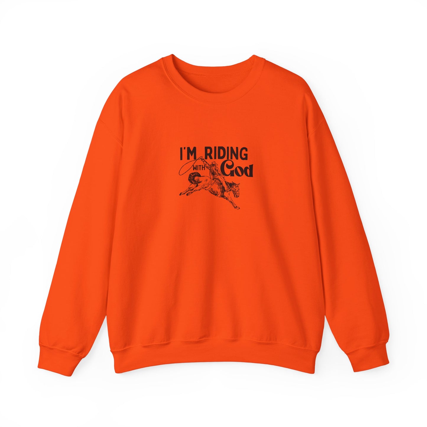 I'M RIDING WITH THE God Unisex Heavy Blend Crewneck Sweatshirt - Perfect for Faith and Comfort