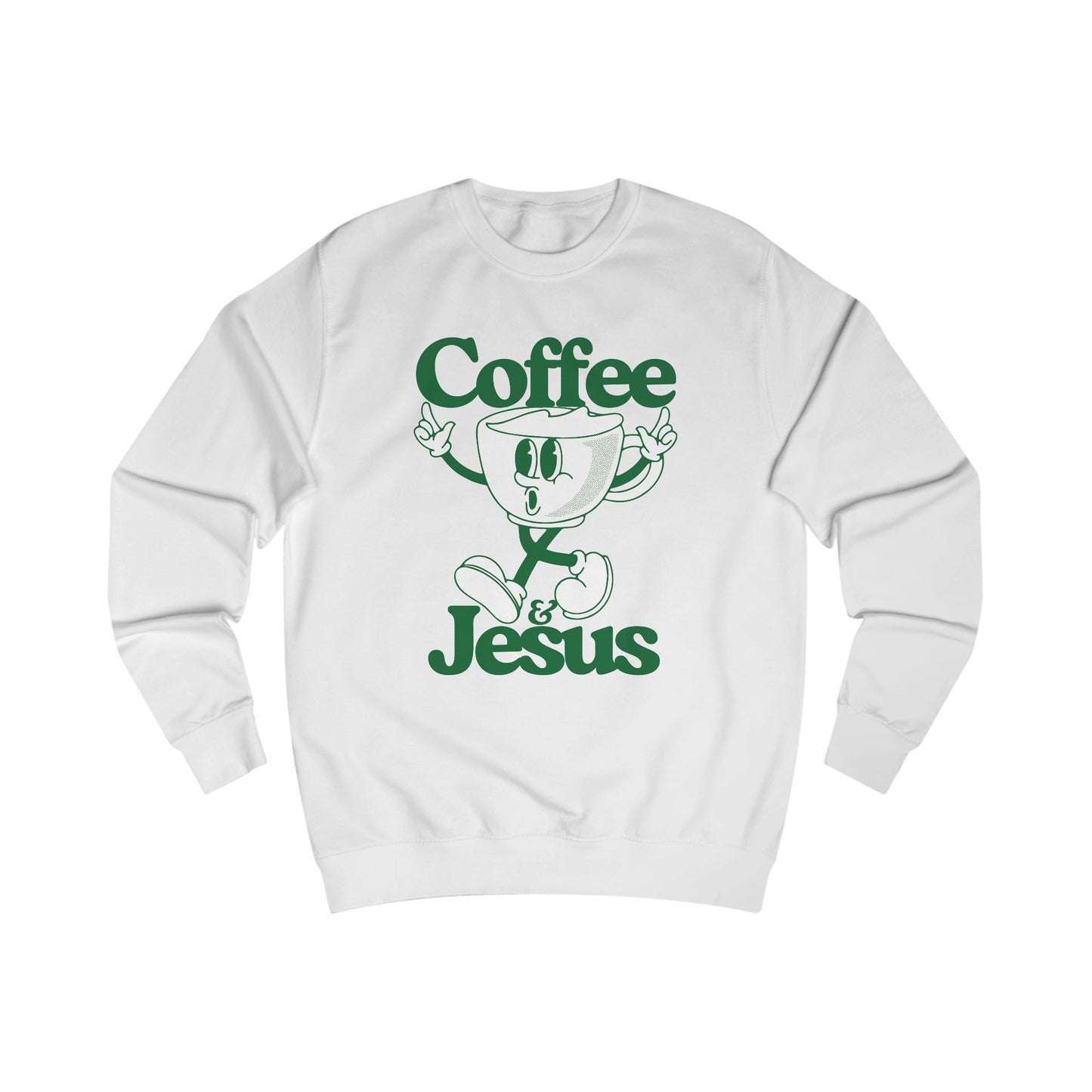 Coffee & Jesus (Green) Unisex Sweatshirt - Cozy Christian Apparel for Coffee Lovers