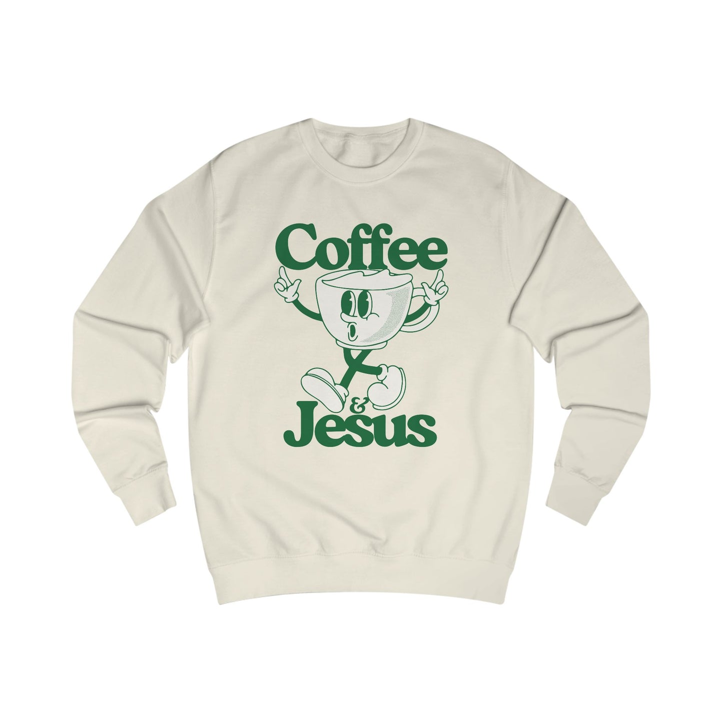 Coffee & Jesus (Green) Unisex Sweatshirt - Cozy Christian Apparel for Coffee Lovers