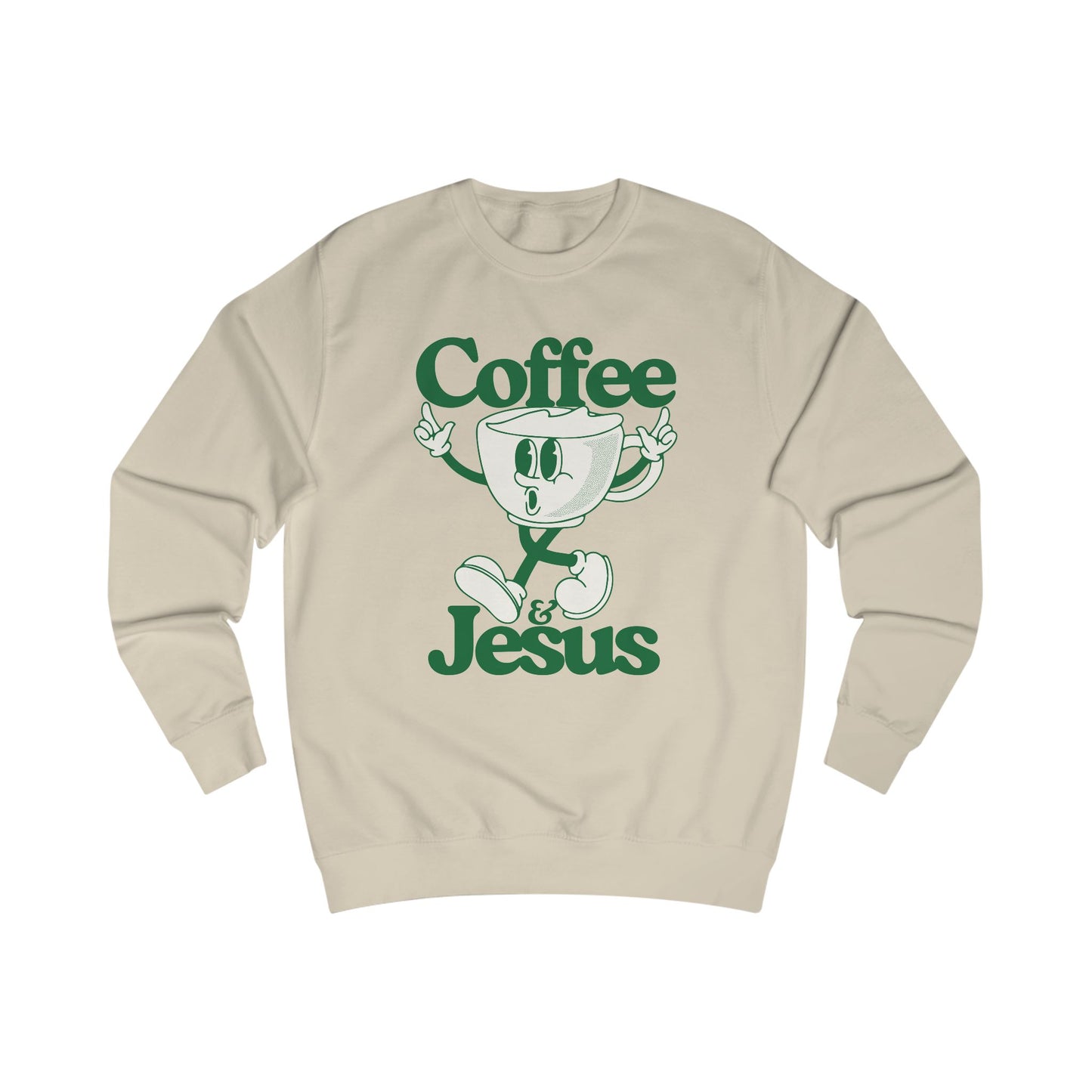 Coffee & Jesus (Green) Unisex Sweatshirt - Cozy Christian Apparel for Coffee Lovers