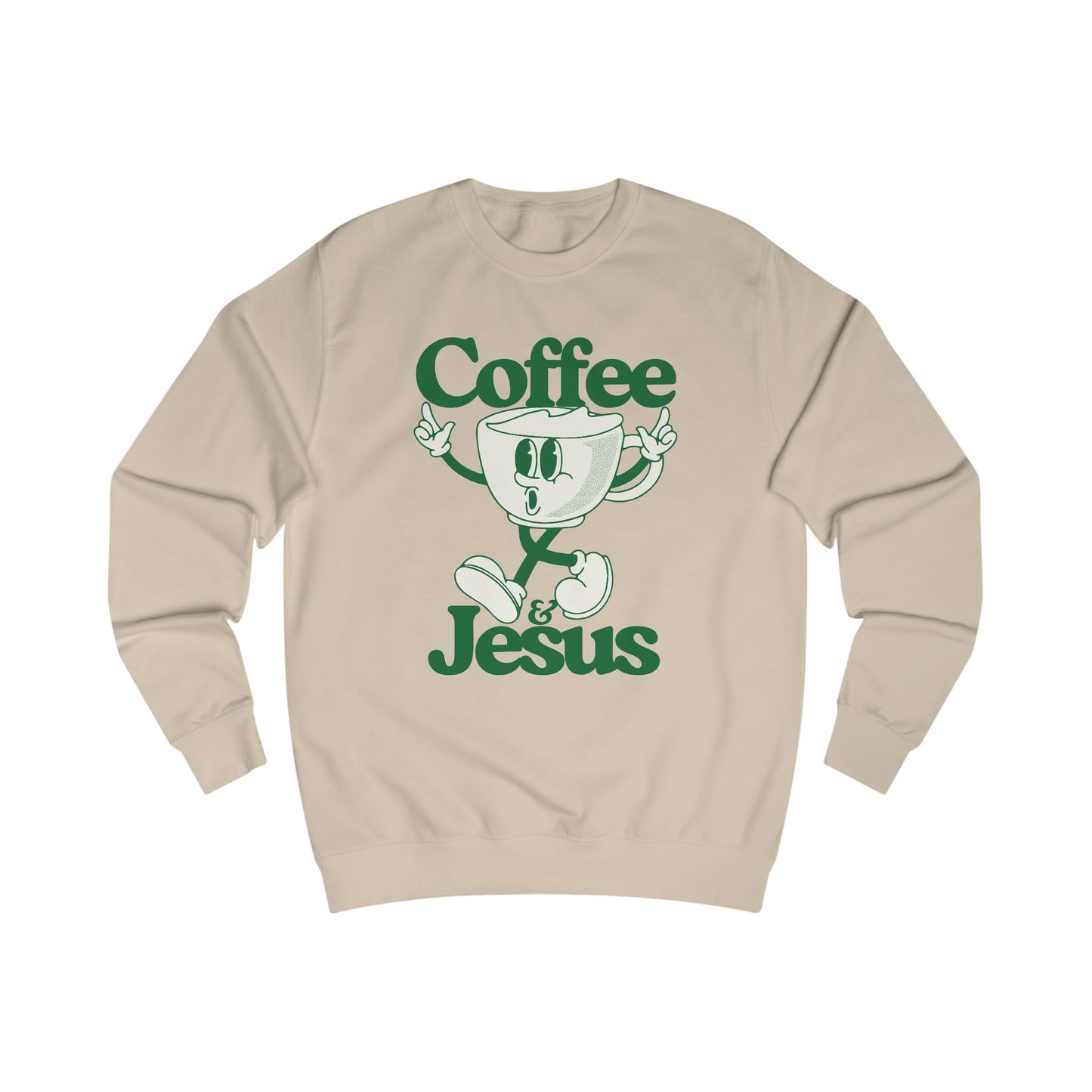 Coffee & Jesus (Green) Unisex Sweatshirt - Cozy Christian Apparel for Coffee Lovers