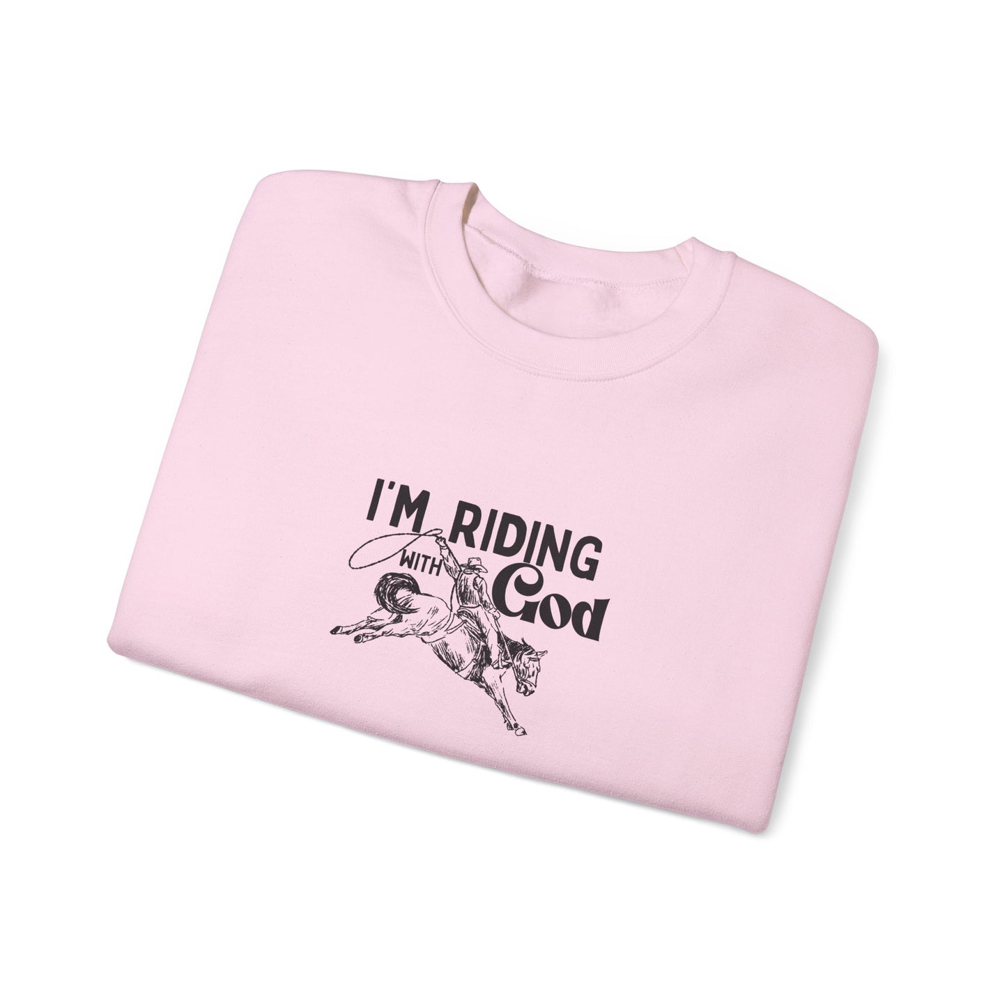 I'M RIDING WITH THE God Unisex Heavy Blend Crewneck Sweatshirt - Perfect for Faith and Comfort